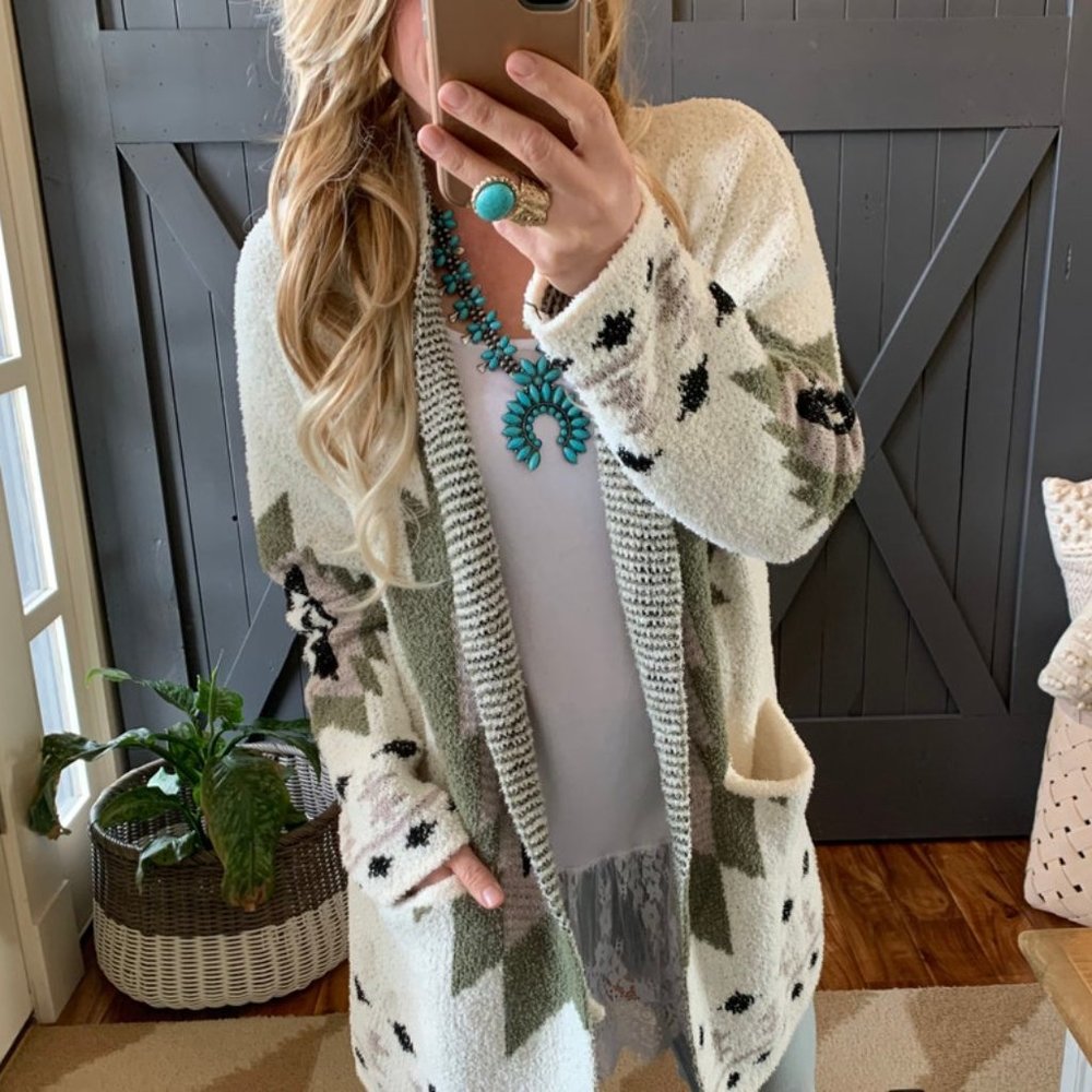 New Aztec Oversized Cardigan Sweater Coat - Picture 10 of 15